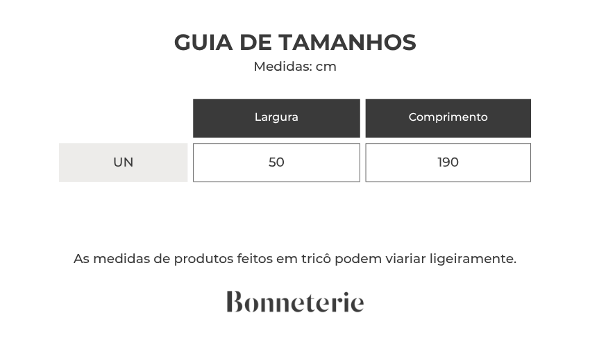 Tabela de medidas