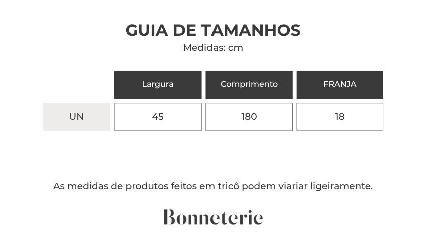 Tabela de medidas