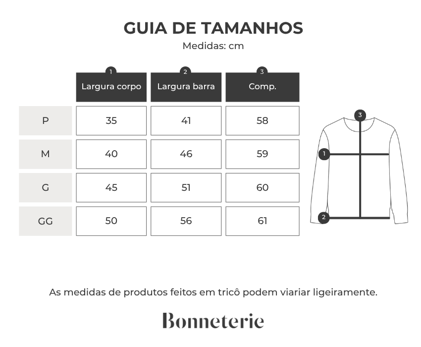 Tabela de medidas