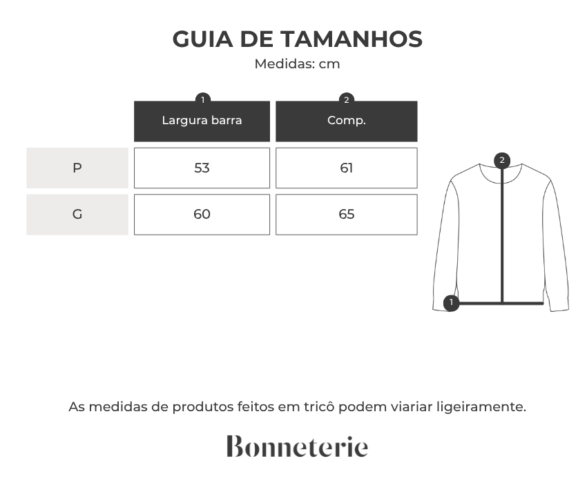Tabela de medidas