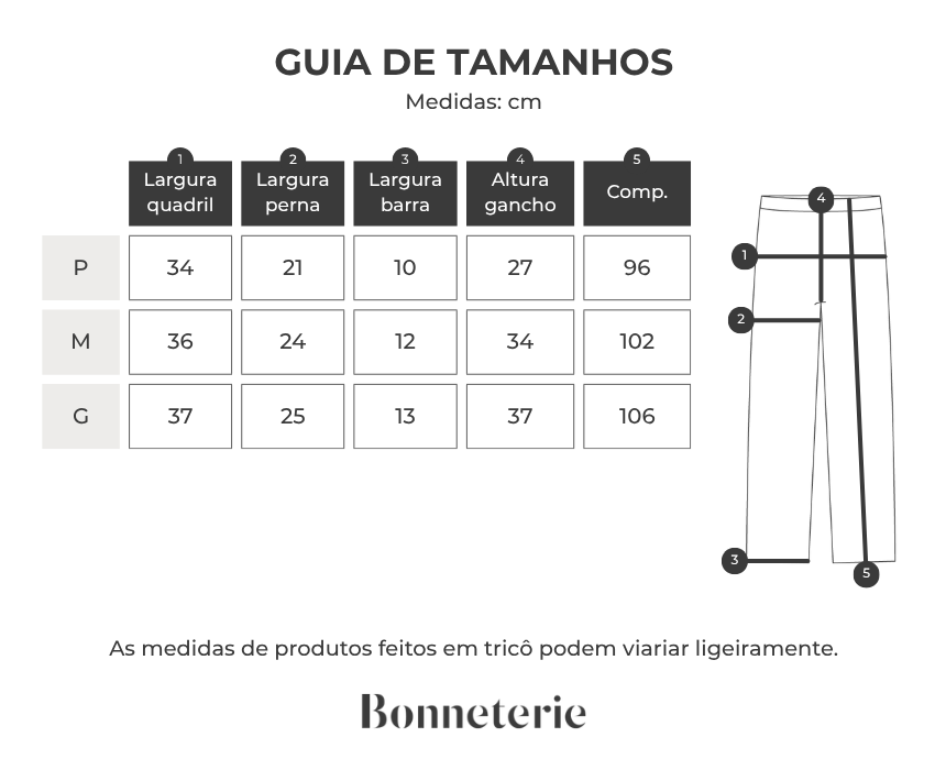 Tabela de medidas
