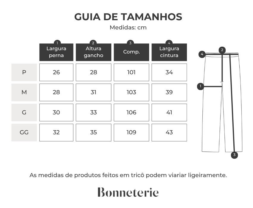 Tabela de medidas