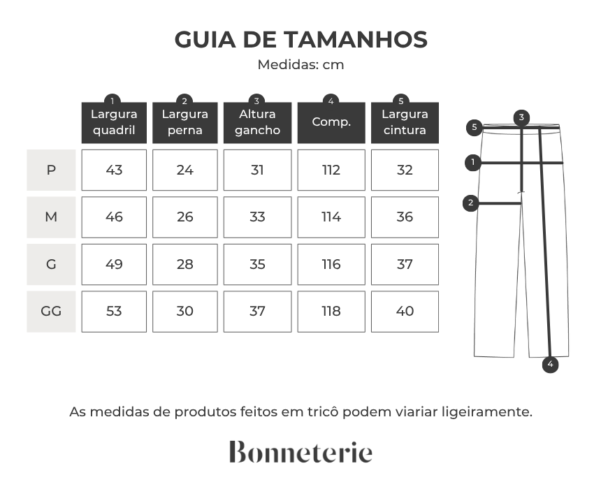 Tabela de medidas