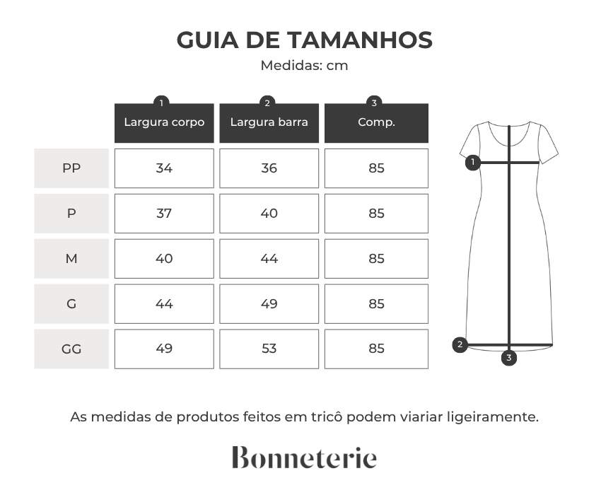 Tabela de medidas