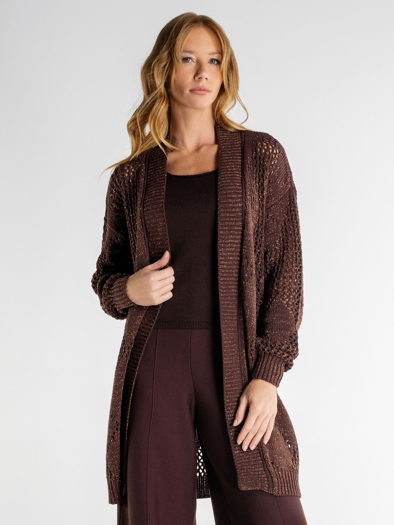 Cardigan Texturizado Losangos Algodão – Bonneterie Tricot
